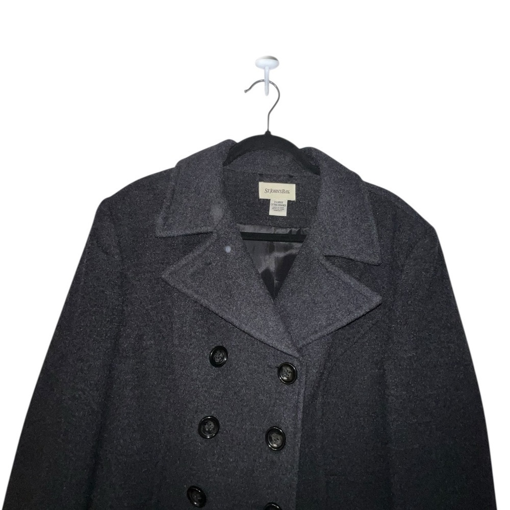 St. John's Bay Dark Gray Wool/Cashmere Blend Double-Breasted Peacoat - Picture 3 of 6